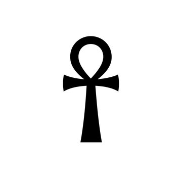 The design features a black ankh symbol, an ancient Egyptian emblem, depicted in a sleek and simple vector style ideal for modern interfaces or graphic elements
