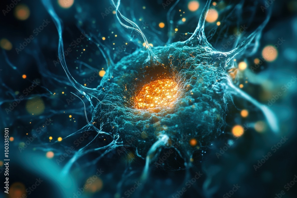 Canvas Prints a blue and yellow galaxy with many small circles, generative ai image