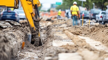 Fototapeta premium Construction Site Utility Installation