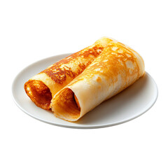 Delicious Rolled Pancakes Isolated Plate