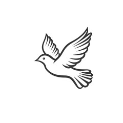 Fototapeta premium A clean and minimalist icon depicts a bird with outstretched wings soaring through the air, representing freedom and the beauty of nature in a simplistic design