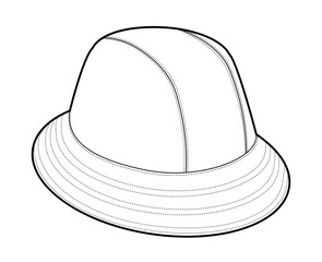 Transition Bucket Hat. Summer Head Fashion accessory cap with narrow brim clothing technical illustration. Vector headgear for Men, women, unisex style flat template CAD mockup sketch outline isolated