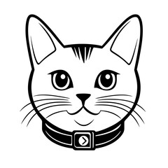 Obraz premium This design showcases a cat's head and collar in a minimalist black outline, offering a charming representation suitable for various creative projects