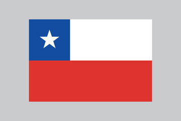 Flag of Chile, chilean flag in 2:3 proportion, vector illustration with a grey background