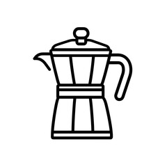 Fototapeta premium This icon displays a classic stovetop espresso maker in a minimalist line design. It represents the popular brewing method for coffee lovers everywhere