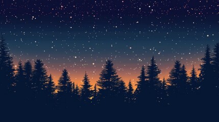 Fototapeta premium Night Sky with Stars and Silhouetted Trees