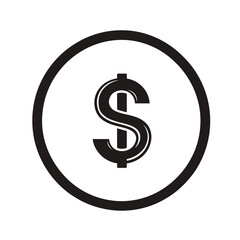 Obraz premium A clean, minimalist vector icon featuring a dollar symbol enclosed in a bold circular outline, ideal for applications related to finance, budgeting, or commerce