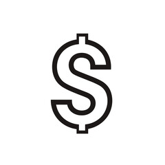Obraz premium The design features a minimalist black dollar sign in a simple line style, ideal for representing financial transactions and economic discussions