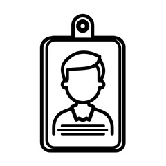 Obraz premium A minimalist badge icon featuring a simple line illustration of a person, often utilized for identification or access in various professional environments