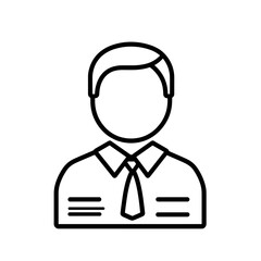 This vector icon depicts a minimalist badge style design featuring a professional individual in a shirt and tie, suitable for various identification applications