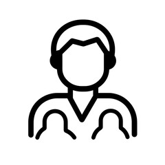 This illustration features a minimalistic line design depicting a user engaging with others, symbolizing interaction and connection in a user-friendly manner