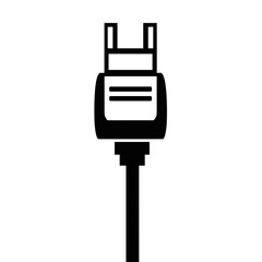 Obraz premium This vector icon features a cable with a simple line interface, symbolizing connections in electronic systems, suitable for various tech-related applications