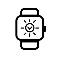 A tracker watch icon featuring a minimalistic line design. The watch displays a central symbol indicating activity tracking in an intuitive style