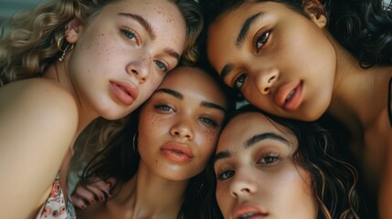Obraz premium Diverse Group of Young Women Close-Up Portrait