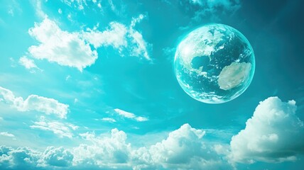 Naklejka premium Serene sky with clouds and planet in background