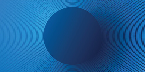 Abstract blue glowing geometric lines on dark blue background. Modern shiny blue circle lines pattern. Futuristic technology concept.