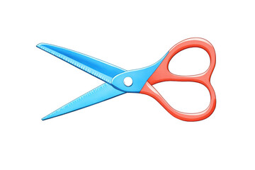 Blue and red scissors on a white isolated background, perfect for creative projects. isolated on transparent background.