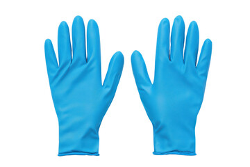 Obraz premium Blue latex gloves for protection and safety in various tasks, isolated on a white background. isolated on transparent background.