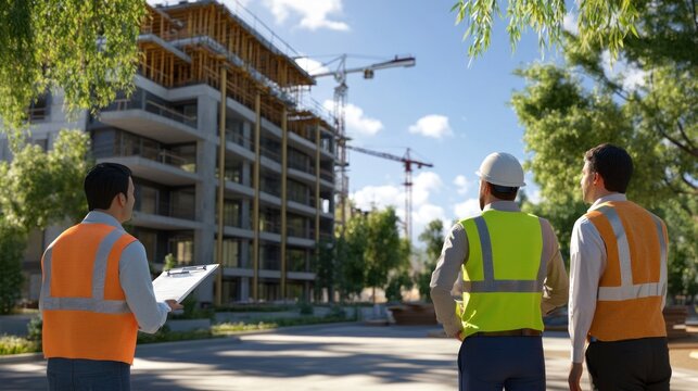 Generate a photo realistic image of procurement managers discussing construction material procurement, with supplier negotiations, material samples, procurement documents,