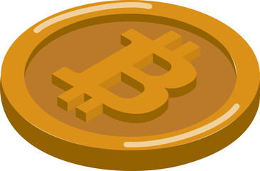 Bitcoin Gold Coin: Isometric View 