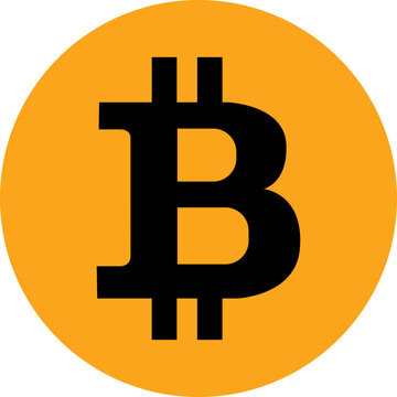 Bitcoin Symbol on Orange Circle:  A bold, black Bitcoin symbol is showcased against a vibrant orange circular background.