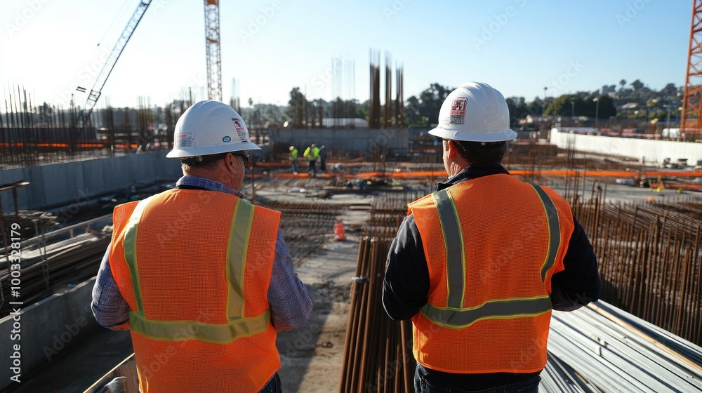 Wall mural generate a photo realistic image of scheduling coordinators managing construction project schedules,