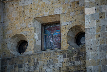 muro, ventana, vitral, piedra, iglesia, catedral, guadalajara, arquitectura