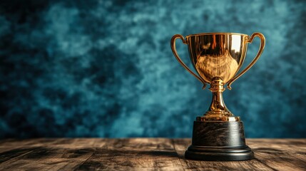 Glowing Gold Trophy on a Dark Background