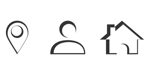  social media icon, location, people and home address, web, editable icon, symbol