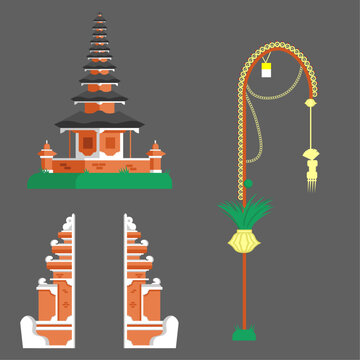 Balinese temple and Gapura candi bentar vector