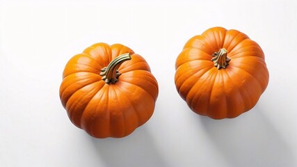 Obraz premium Two ripe orange pumpkins isolated on a white background.