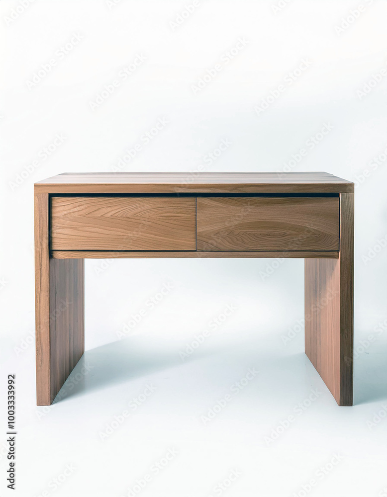 Wall mural modern wooden console table with two drawers