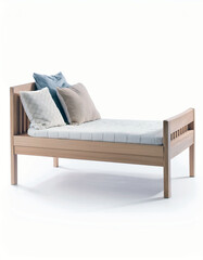 Wooden Single Bed Frame with Pillows