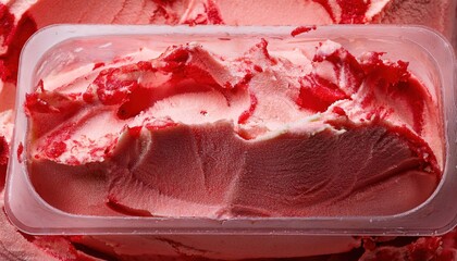 Delicious Strawberry Swirl Gelato in a Container