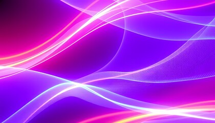 Glowing Light Beams in Motion, Abstract Neon Waves in Purple and Orange, Futuristic Energy Flow