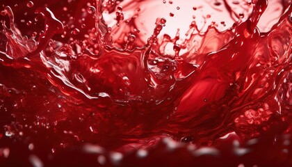 Vibrant Red Liquid Splash with Bubbles