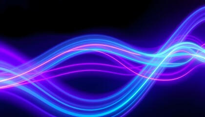 Glowing Neon Light Trails High-Speed Purple and Cyan Streaks in Abstract Futuristic Digital Flow