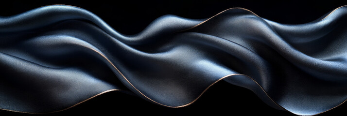 Fototapeta premium Abstract waves of navy blue satin.