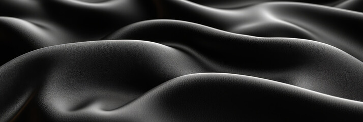Fototapeta premium Close-up of soft, black fabric with gentle waves.