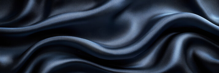 Obraz premium Close-up of a dark blue satin fabric, showing its smooth texture and elegant drape.