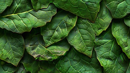 Fototapeta premium Close-up of a small leaf wall, intricate details and vibrant greens, capturing the essence of lush foliage, perfect for organic designs.