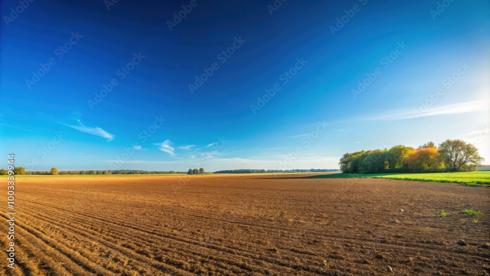 Canvas Prints An empty field under a clear blue sky, serene, peaceful, nature, landscape, outdoors, tranquil, open space, rural