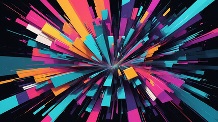 Glitch Art Abstract with Pop Art Colors and Metallic Texture