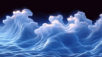 Abstract blue and white wave-like pattern.