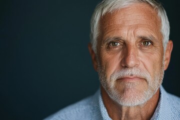 Obraz premium Portrait of an older man with wisdom in his eyes, deep depth of field with a soft studio background, International Mens Day theme