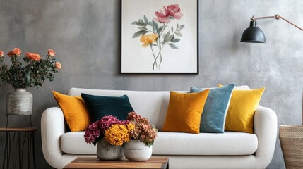 Modern Interior Design with Floral Accents