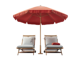 Beach umbrella deck chair on white background vacation concept isolated illustration