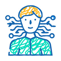 artificial intelligence doodle icon sketch vector. artificial intelligence sign. isolated symbol illustration