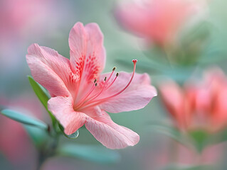 Pink Azalea Flower Close-up Illustration