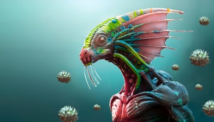 Fototapeta premium Parasitic Relationship Concept - Extraterrestrial beings are slowly taken over by parasites.